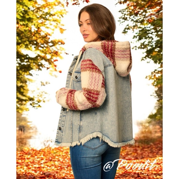 Long sleeve Sherpa detail Jean jacket S M L - Picture 3 of 9